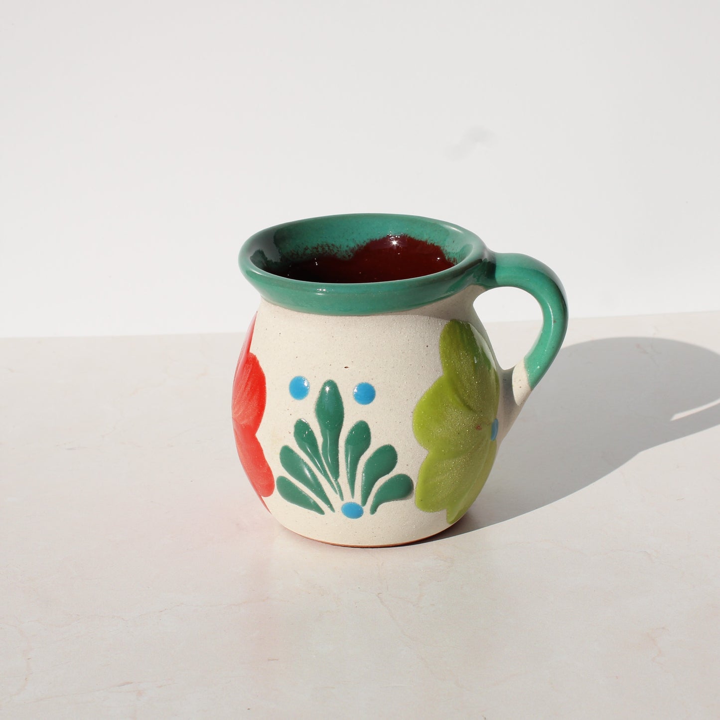 Mint Green Floral Jarrito - Mug - 14oz