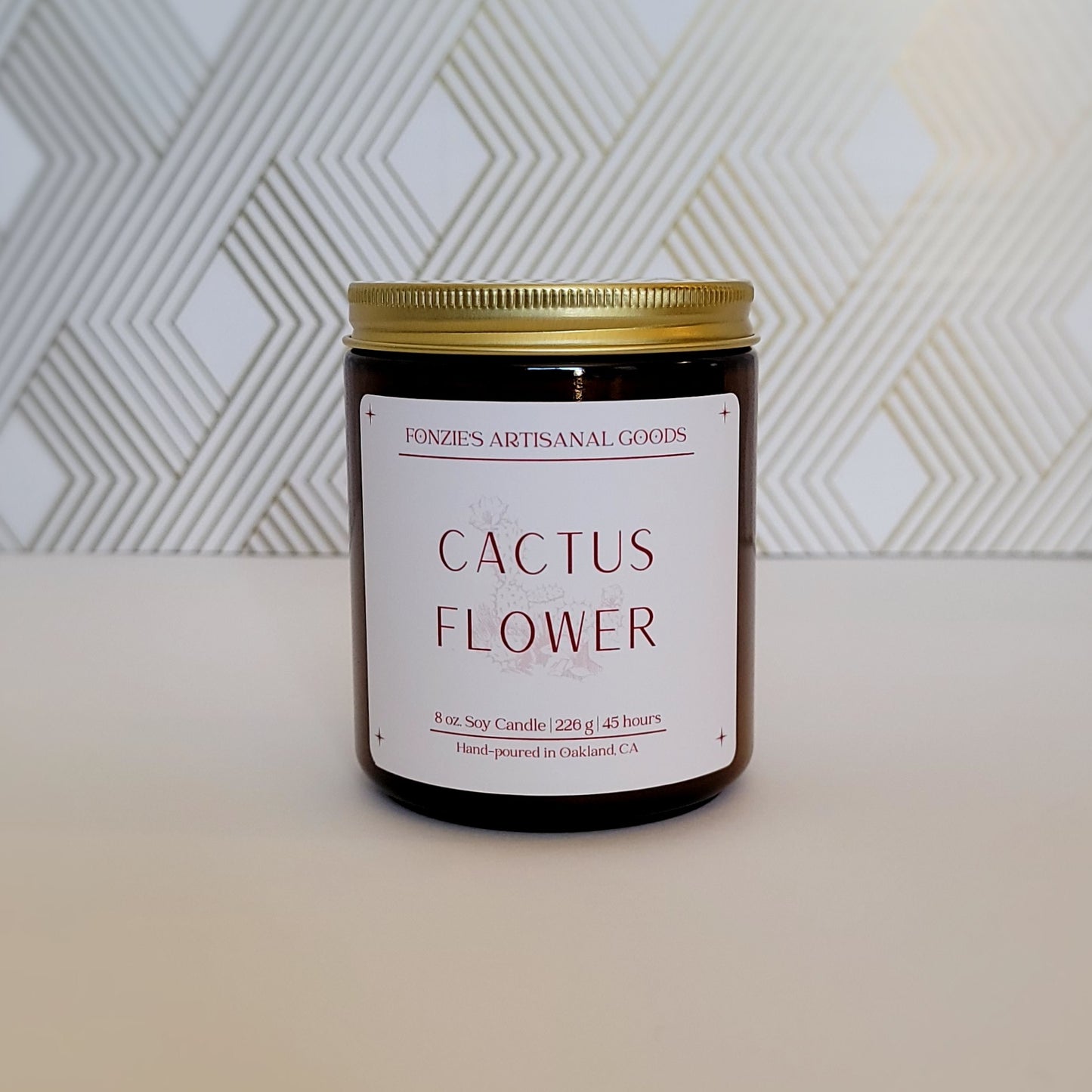 Cactus Flower 8 oz Amber Jar